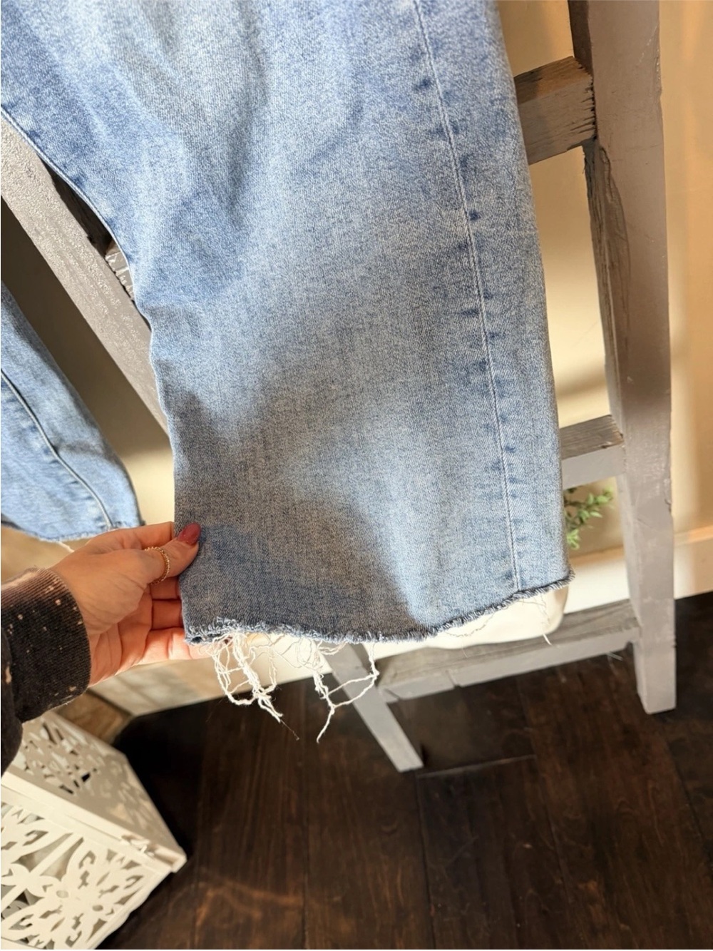 Nori Hidden Los Angeles Wide-Leg Crop Frayed hem Jeans Size 30 - Picture 3 of 6